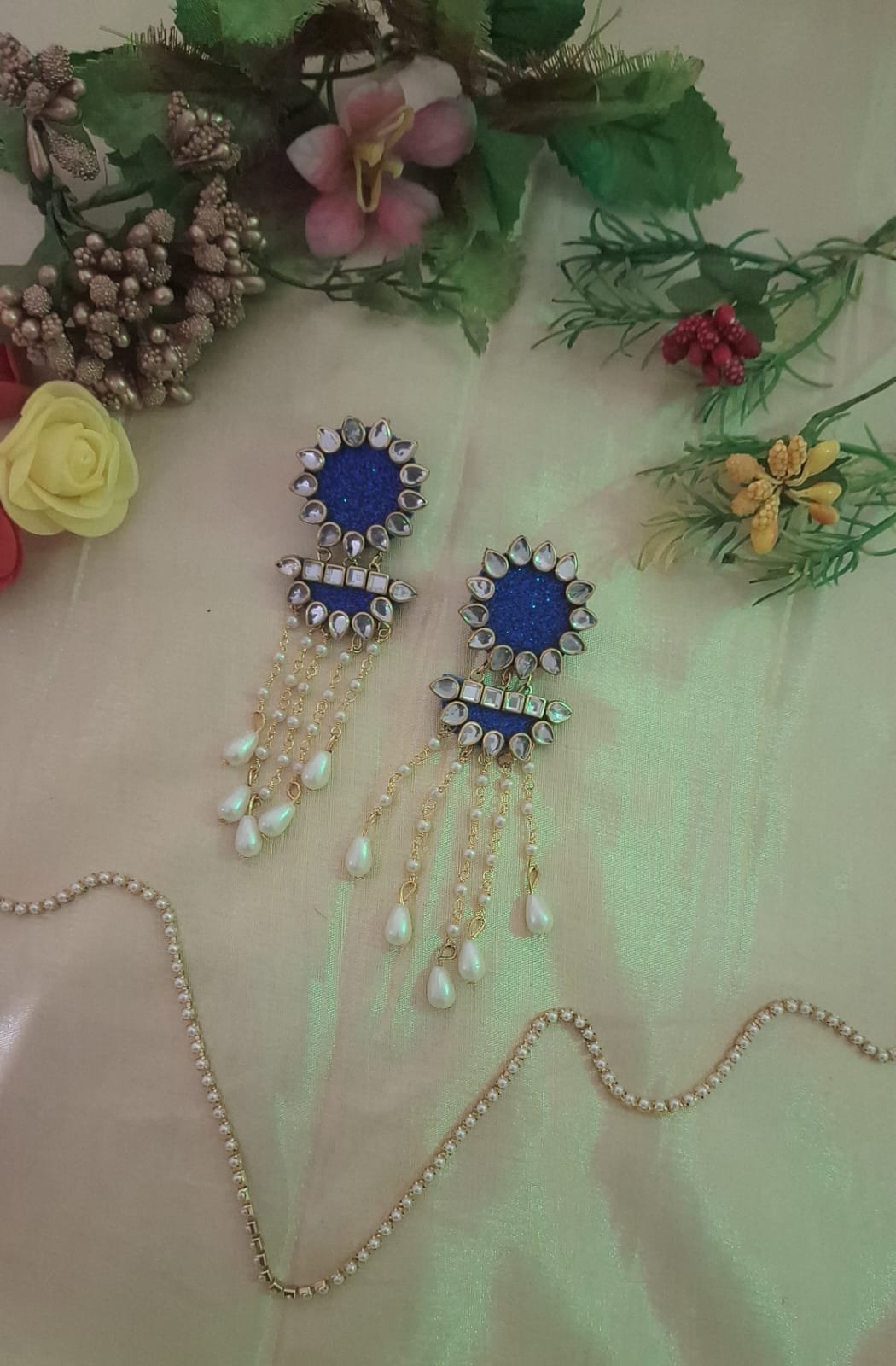Fancy Blue Tassel Earring