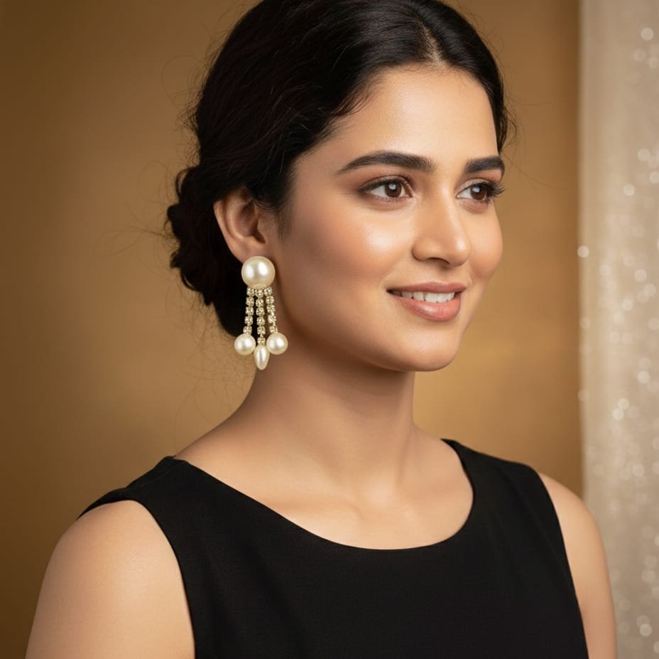 Pearl Stonechain Earring