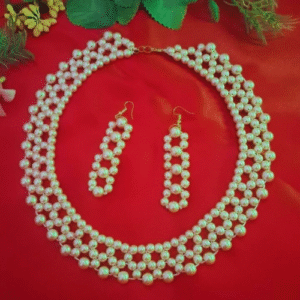 White Artificial Pearl Choker Necklace Set