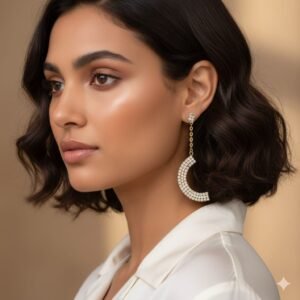 Drop Earrings with Stone Chain