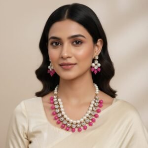 Red Beads Kundan Necklace