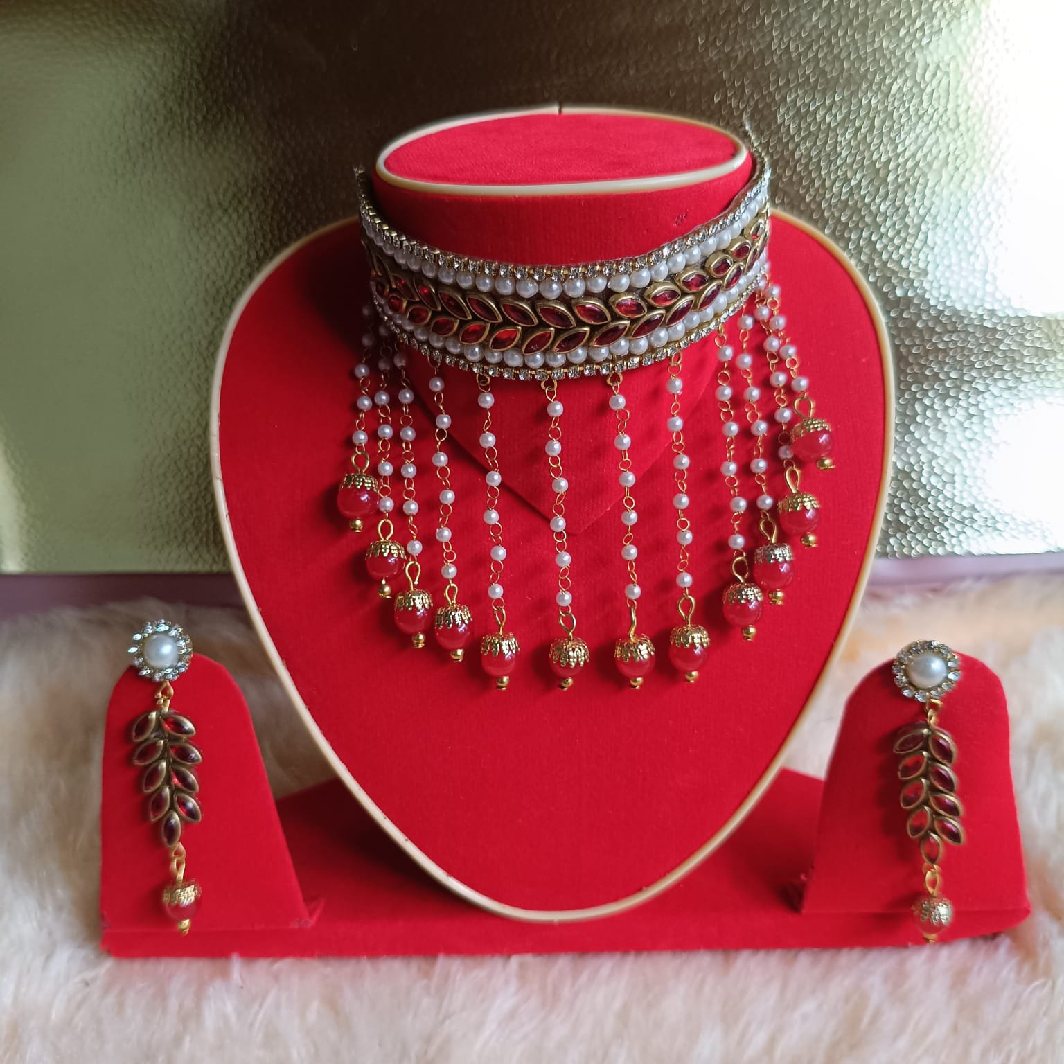 Red Beads and Lorial Necklace