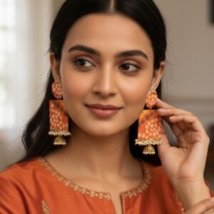 Orange Fabric Earrings